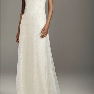 WHITE by Vera Wang wedding dress or formal White Sequin Evening Gown